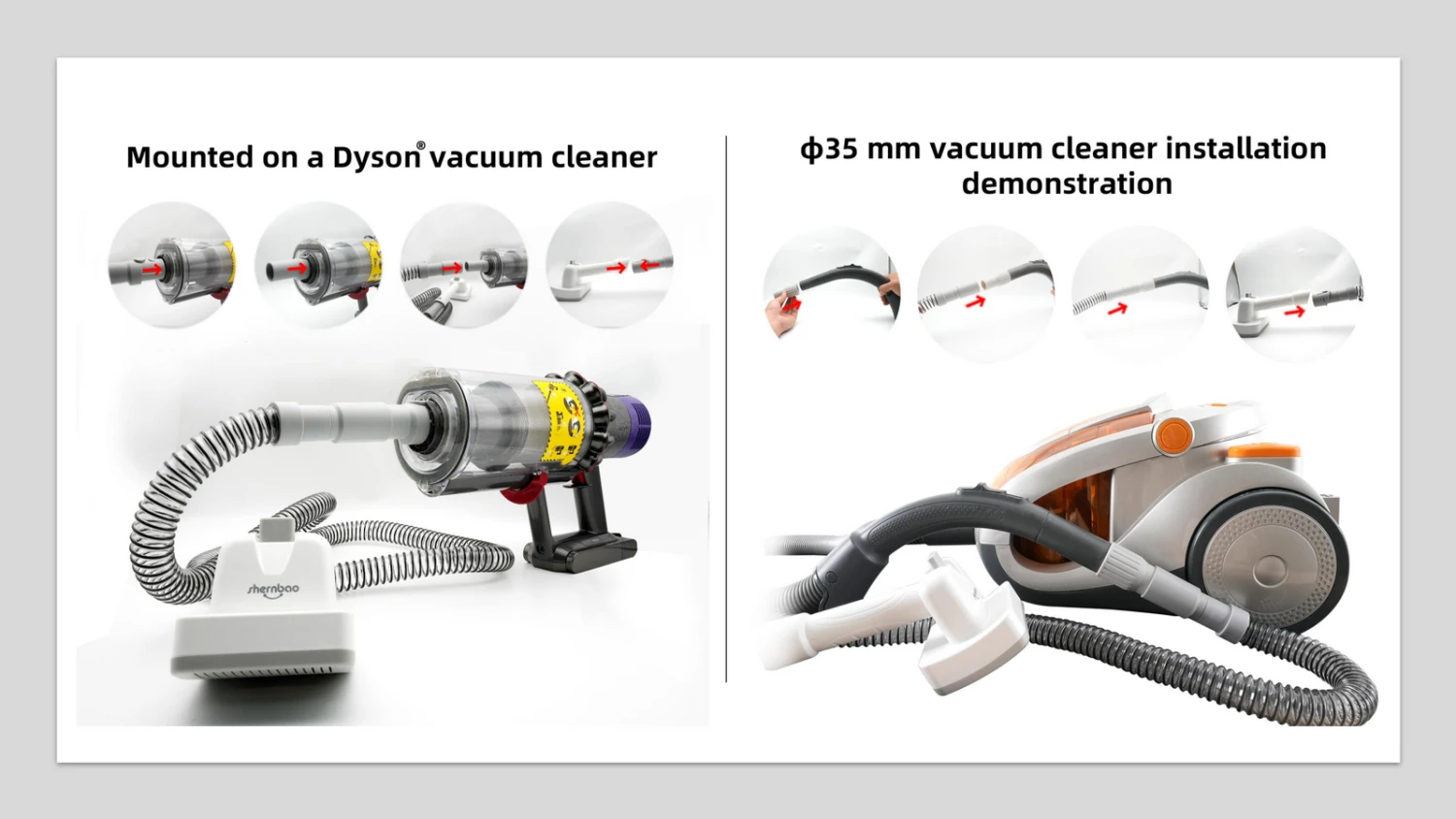 Shernbao Self-Cleaning Pet Brush Kit For Vacuum Cleaners - Image 4